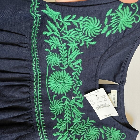 J. Crew factory Women’s  Embroidered Sleeveless Dress Navy Blue Size XXS - Picture 5 of 8